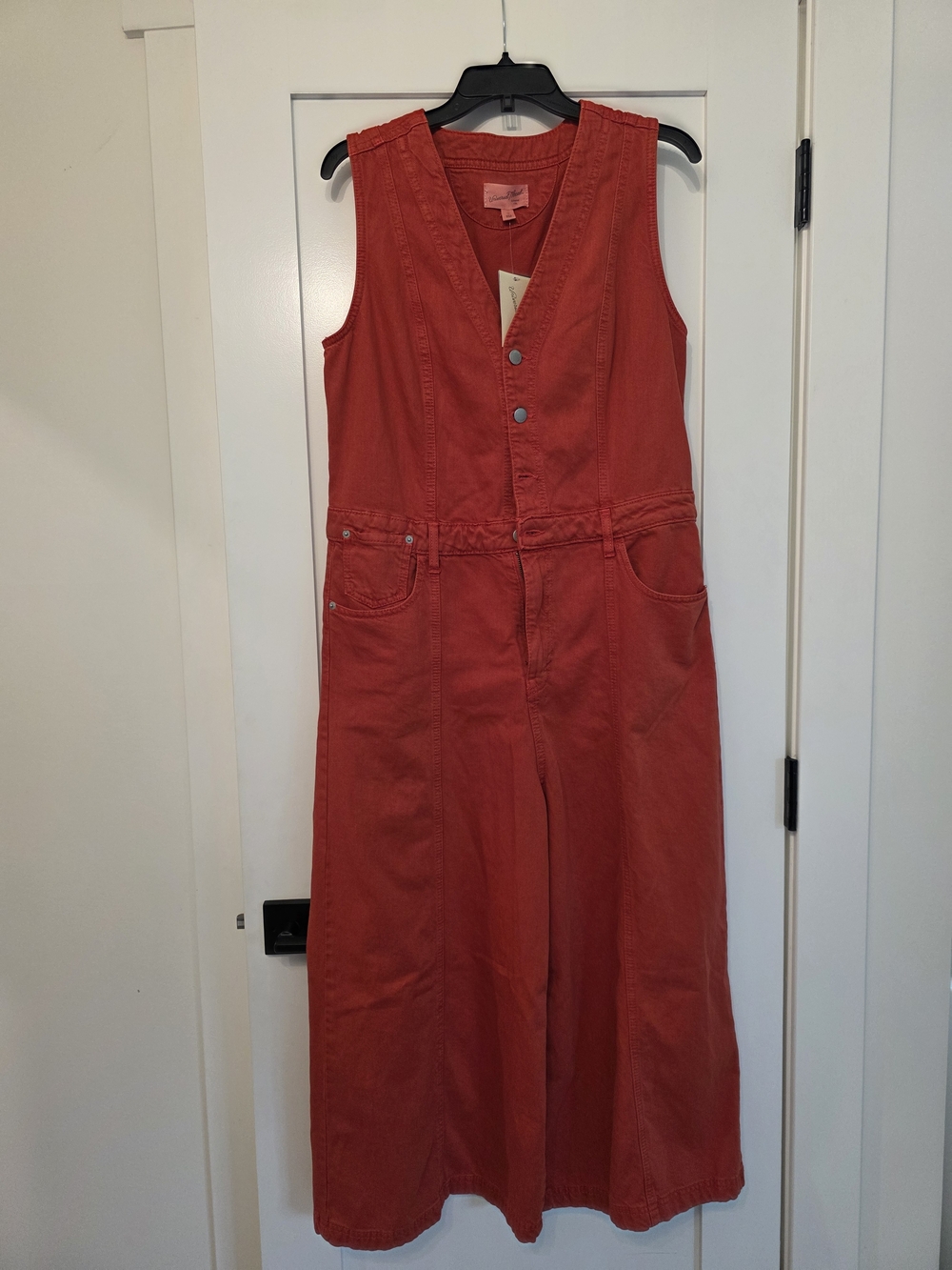 Universal Thread Red Sleeveless Denim Jumpsuit